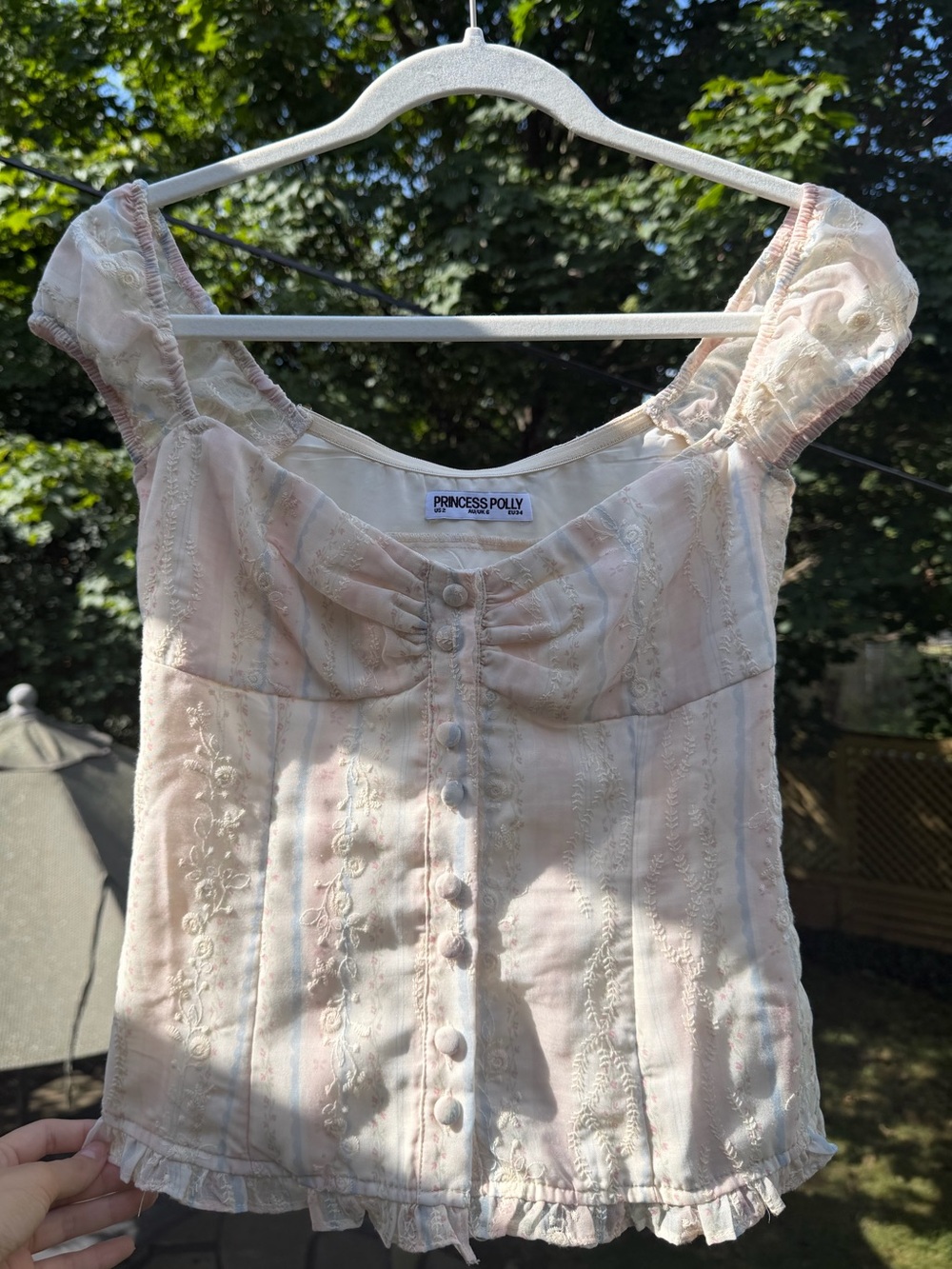 Princess Polly Pastel Stripe Off-Shoulder Button Front Top